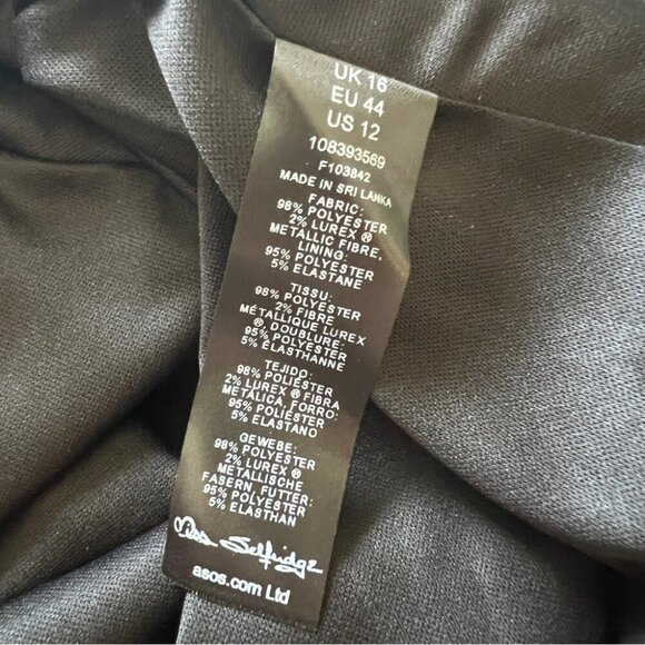 MISS SELFRIDGE Fit & Flare Black Mini Dress with Gold Foil Accents Size 12 NWT - Picture 7 of 11